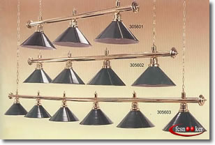 L0001 - Brass 2.3.4.5.6 Way Lamp Light Rail With Green Shades